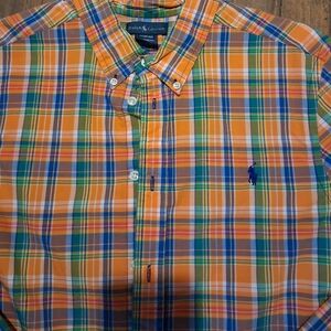 Polo by Ralph Lauren Orange, Blue & Green Plaid Button-Down Shirt